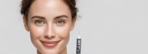 Frau mit GLP-1 Abnehmspritze – Ozempic Face Volumenverlust im Gesicht